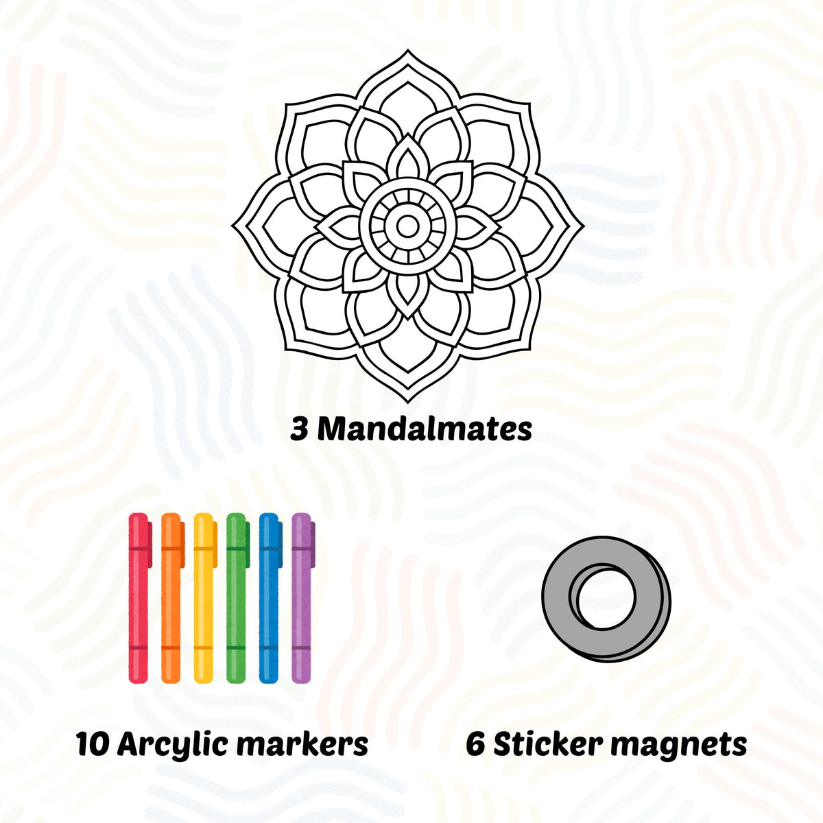MandalMates Small size(Pack of 3) with Magnets