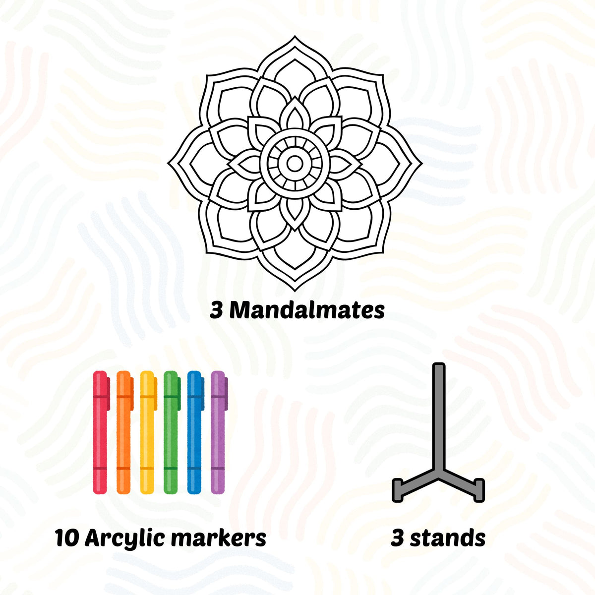 MandalMates Small size(Pack of 3) with Stand